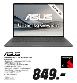 MediaMarkt Asus zenbook a14 (ux3407qa-qd313w) Angebot