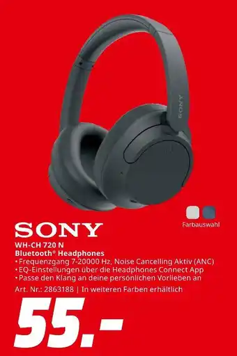 MediaMarkt Sony wh-ch 720 n bluetooth headphones Angebot
