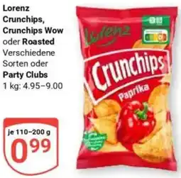 Globus Lorenz Crunchips, Crunchips Wow oder Roasted oder Party Clubs Angebot