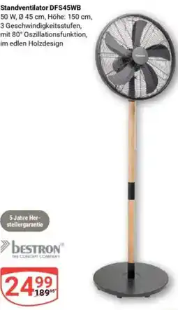 Globus Bestron Standventilator DFS45WB Angebot