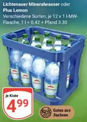 Globus Lichtenauer Mineralwasser oder Plus Lemon Angebot