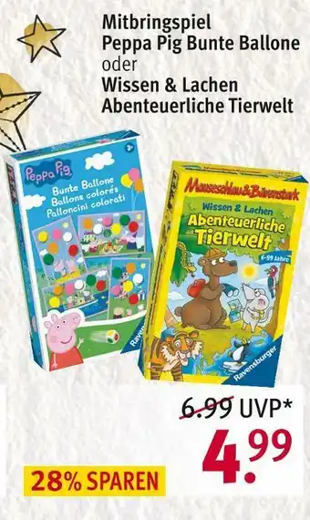 Rossmann Peppa pig bunte ballone oder wissen & lachen mitbringspiel oder abenteuerliche tierwelt Angebot