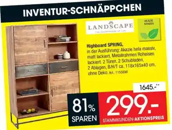 Zurbrüggen LANDSCAPE Highboard SPRING Angebot