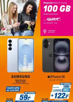 expert Techno Land SAMSUNG Smartphone Galaxy S25 + Magenta Mobil M Young Angebot