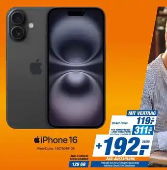 expert Techno Land iPhone 16 + Vodafone Smart S Angebot