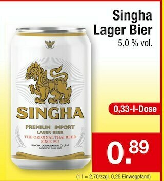 Zimmermann Singha lager bier Angebot