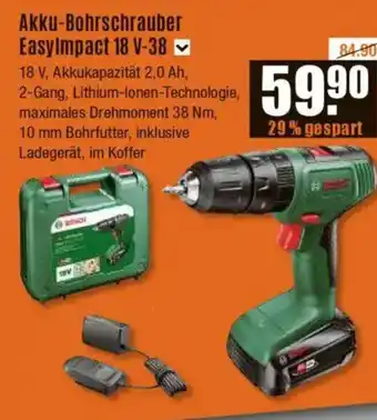 V Baumarkt BOSCH Akku-Bohrschrauber EasyImpact 18 V-38 Angebot
