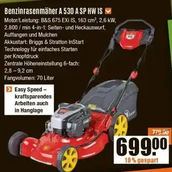 V Baumarkt Benzinrasenmäher A 530 A SP HW IS Angebot