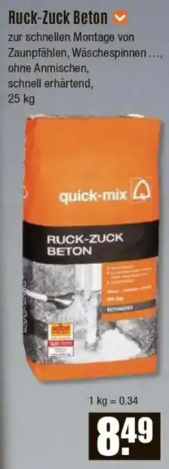 V Baumarkt quick-mix Ruck-Zuck Beton Angebot