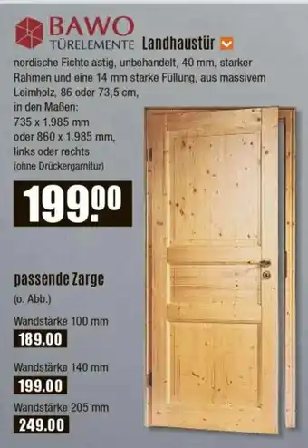 V Baumarkt BAWO TÜRELEMENTE Landhaustür Angebot