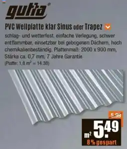 V Baumarkt gutta PVC Wellplatte klar Sinus oder Trapez Angebot
