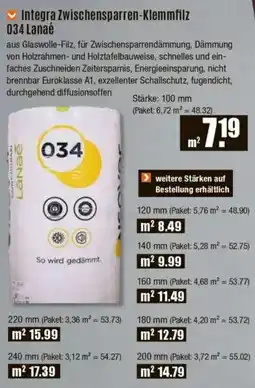 V Baumarkt Integra Zwischensparren-Klemmfilz 034 Lanaé Angebot