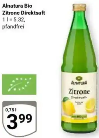 Globus Alnatura Bio Zitrone Direktsaft Angebot