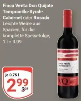 Globus Finca Venta Don Quijote Tempranillo-Syrah Cabernet oder Rosado Angebot