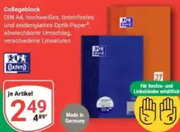 Globus Oxford Collegeblock Angebot