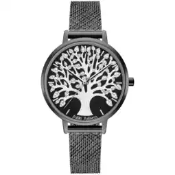 Netto Marken-Discount Julie Julsen Damenuhr Edelstahl schwarz Tree of Life black Angebot