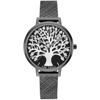 Netto Marken-Discount Julie Julsen Damenuhr Edelstahl schwarz Tree of Life black Angebot