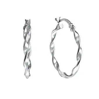 Netto Marken-Discount Celesta Silber Ohrringe Silber 925 rhodiniert mattiert gedreht 25mm Durchmesser Angebot