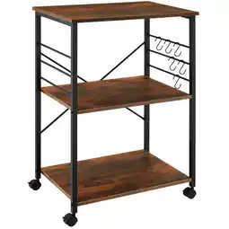 Netto Marken-Discount tectake Servierwagen, Industrial Style, mit 3 Ebenen, inklusive 6 Haken, 65,5 x 45,5 x 88,5 cm Angebot