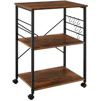 Netto Marken-Discount tectake Servierwagen, Industrial Style, mit 3 Ebenen, inklusive 6 Haken, 65,5 x 45,5 x 88,5 cm Angebot