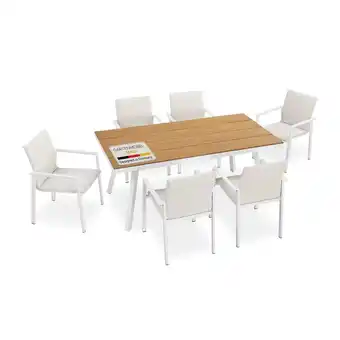 Netto Marken-Discount Juskys Premium Gartenmöbel Set Maui - Tisch mit 6 Stühlen & Kissen - Alu & Polywood - Beige Angebot