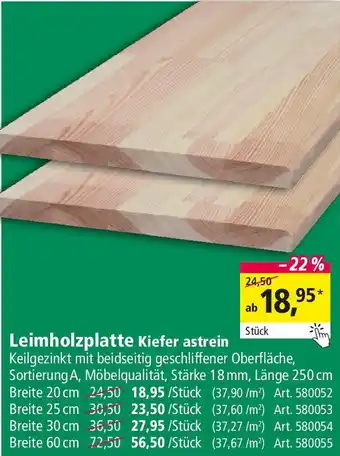 Holz Possling Leimholzplatte Kiefer astrein Angebot