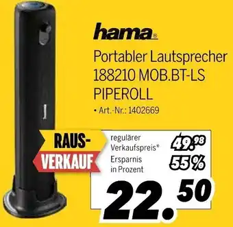 MEDIMAX hama Portabler Lautsprecher 188210 MOB.BT-LS PIPEROLL Angebot
