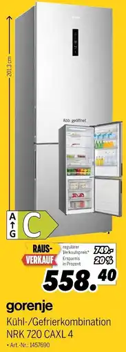 MEDIMAX gorenje Kühl-/Gefrierkombination NRK 720 CAXL 4 Angebot