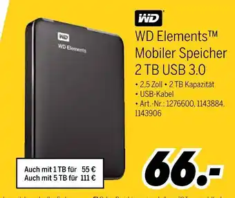MEDIMAX Wd elements mobiler speicher 2 tb usb 3.0 Angebot