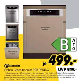 MEDIMAX Bauknecht einbau-geschirrspüler bob d651a x Angebot