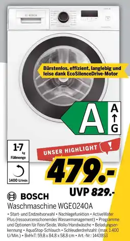 MEDIMAX Bosch waschmaschine wge0240a Angebot