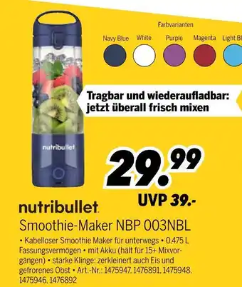 MEDIMAX Nutribullet smoothie-maker nbp 003nbl Angebot