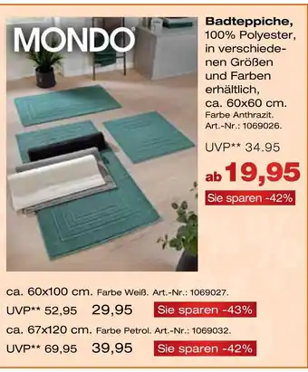 Möbel Inhofer Mondo badteppiche Angebot