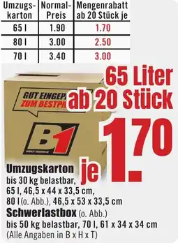 B1 Discount Baumarkt Umzugskarton Angebot