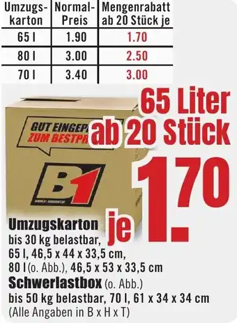 B1 Discount Baumarkt Umzugskarton Angebot
