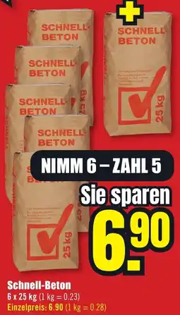B1 Discount Baumarkt Schnell-Beton Angebot