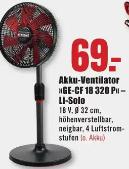 B1 Discount Baumarkt Einhell Akku-Ventilator GE-CF 18 320 P Li-Solo Angebot