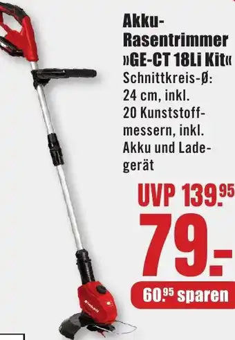 B1 Discount Baumarkt Einhell Akku Rasentrimmer GE-CT 18Li Kit Angebot
