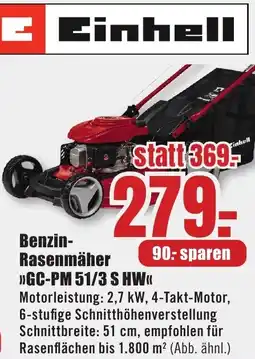 B1 Discount Baumarkt Einhell Benzin Rasenmäher GC-PM 51/3 S HW Angebot