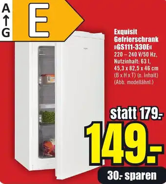 B1 Discount Baumarkt Exquisit Gefrierschrank GS111-330E Angebot