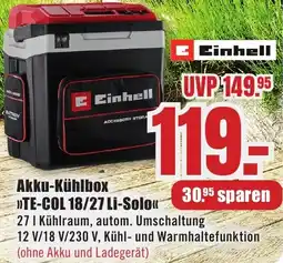 B1 Discount Baumarkt Einhell Akku-Kühlbox TE-COL 18/27 Li-Solo Angebot