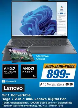 Expert Lenovo 2in1 Convertible Yoga 7 2-in-1 inkl. Lenovo Digital Pen Angebot
