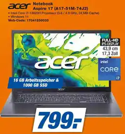 Expert acer Notebook Aspire 17 (A17-51M-74J2) Angebot