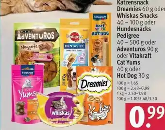 Rossmann Katzensnack Dreamies Oder Whiskas Oder Hundesnacks Pedigree Oder Adventuros Oder Vitakraft Cat Yums Oder Hot Dog Angebot