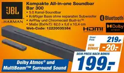 expert Techno Land JBL Kompakte All-in-one Soundbar Bar 300 Angebot