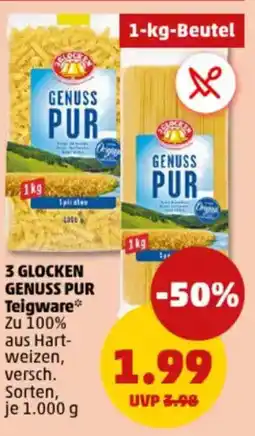 PENNY 3 GLOCKEN GENUSS PUR Teigware Angebot