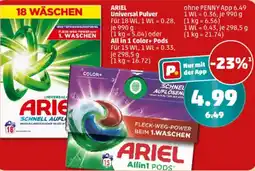 PENNY ARIEL Universal Pulver oder All in 1 Color+ Pods Angebot