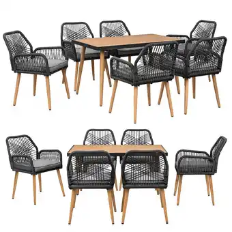 Netto Marken-Discount Swing&Harmonie Gartenmöbel Set „Mireva“ für 6 Personen - anthrazit/holz Angebot