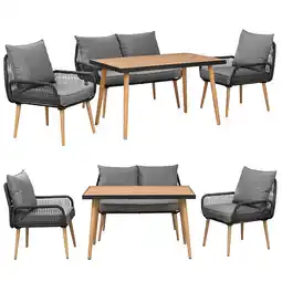 Netto Marken-Discount Swing&Harmonie Gartenmöbel Lounge-Set „Sienna“ für 4 Personen - anthrazit/holz Angebot