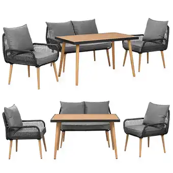 Netto Marken-Discount Swing&Harmonie Gartenmöbel Lounge-Set „Sienna“ für 4 Personen - anthrazit/holz Angebot